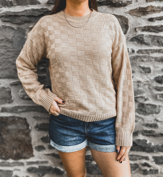 Checkered Textured Sweater