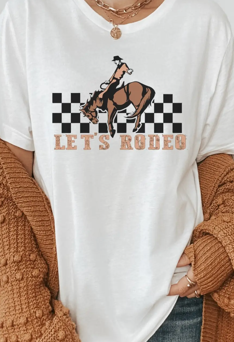 Lets Rodeo Checkered Graphic Tee
