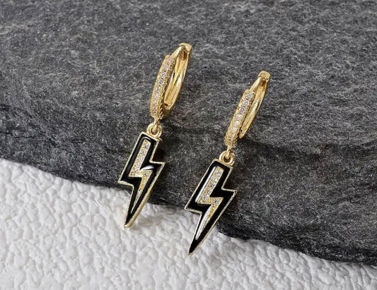 Gold & Black Lightning Earrings