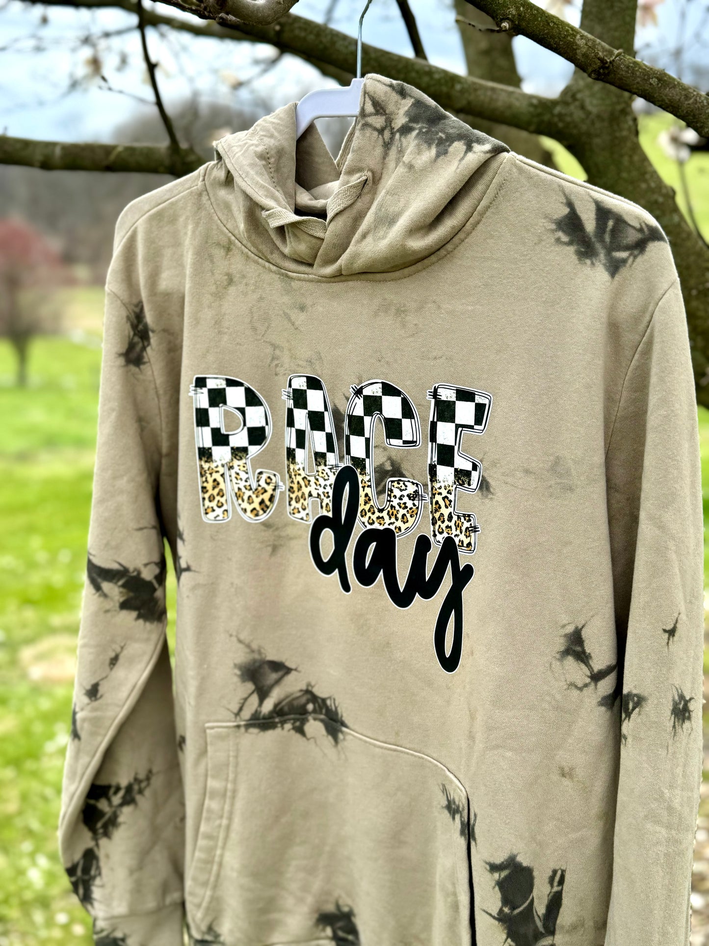 PreOrder Checkered & Cheetah Race Day Hoodie