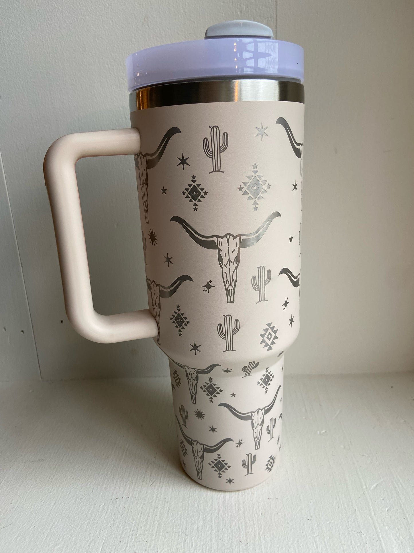 Dusty Pink Western Engraved Tumbler